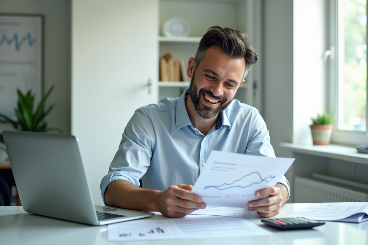 Personne confiante analysant graphiques d