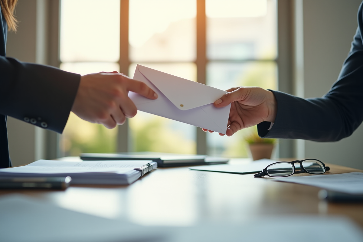 Échange de documents dans un bureau moderne bien éclairé