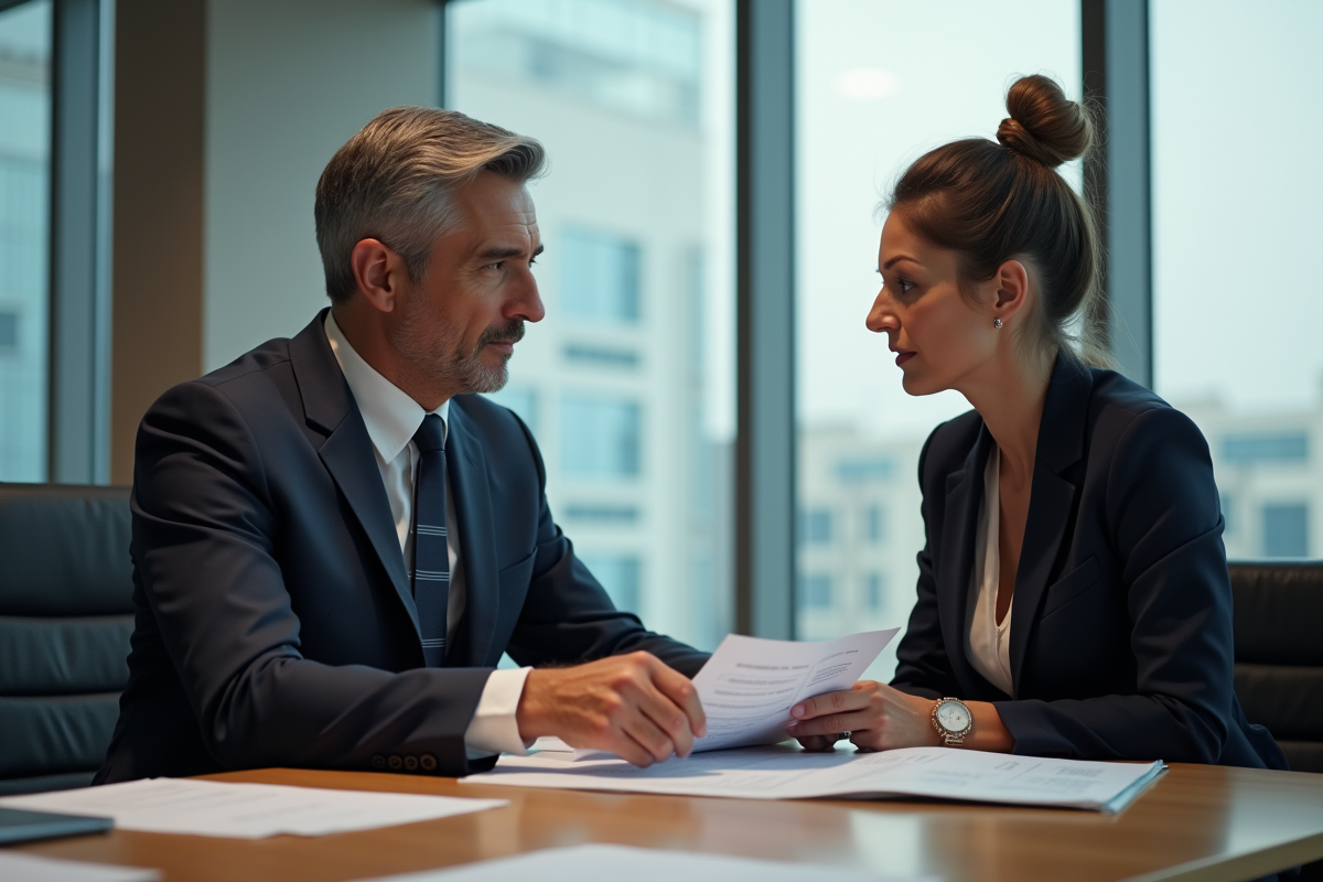 Conseiller bancaire expliquant un document à une femme d'affaires