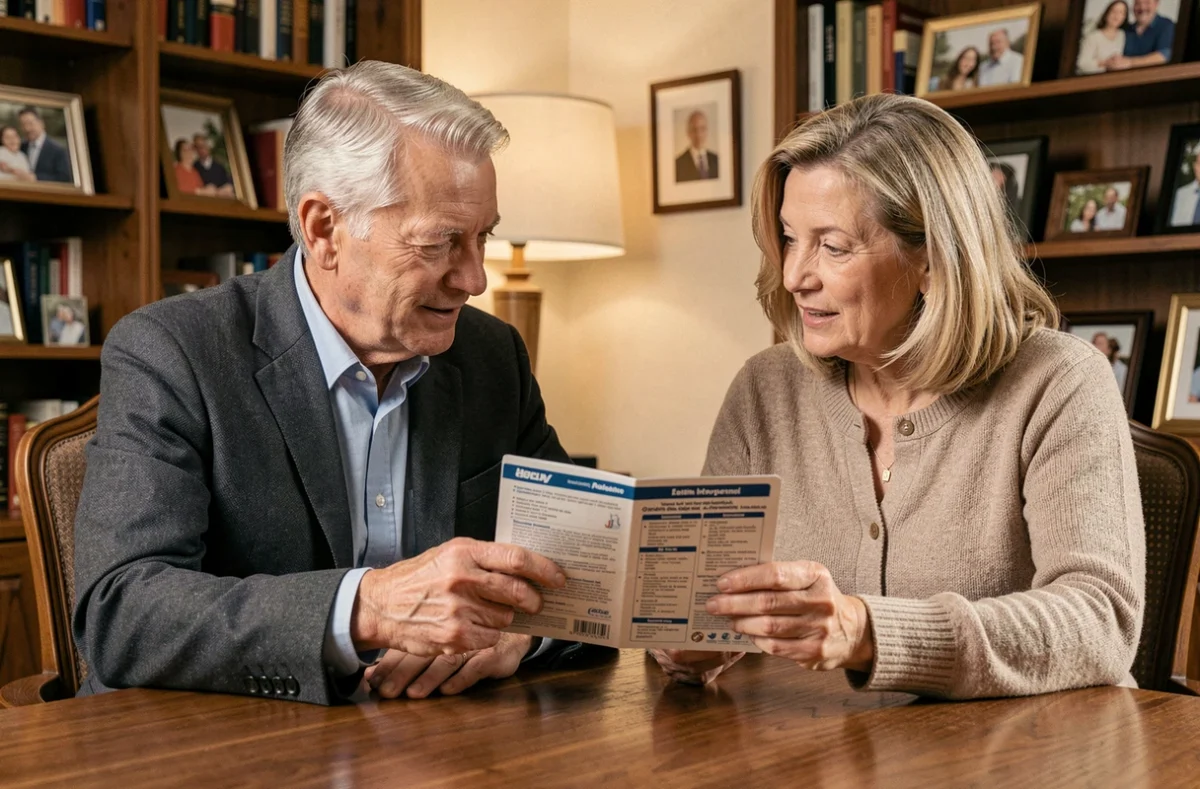 Couple de seniors examinant des offres de mutuelle santé adaptées à leur âge et leur budget