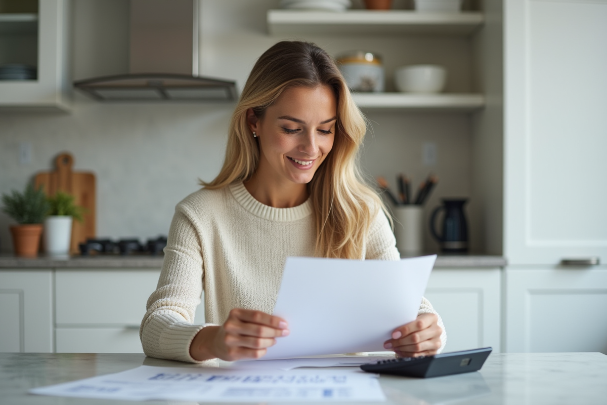 Femme d'âge moyen en gestion financière à la maison