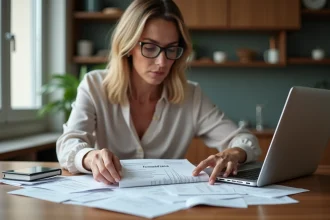 Femme organisée vérifiant ses documents financiers