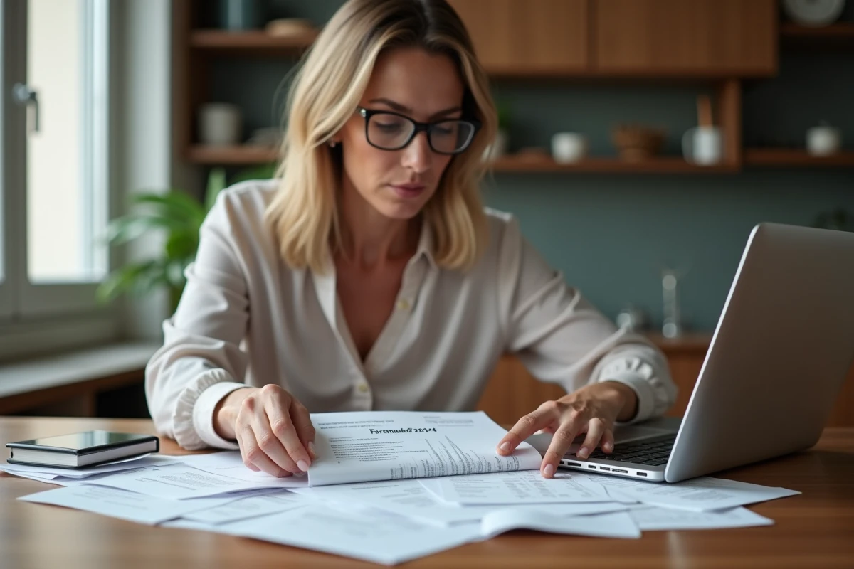 Femme organisée vérifiant ses documents financiers