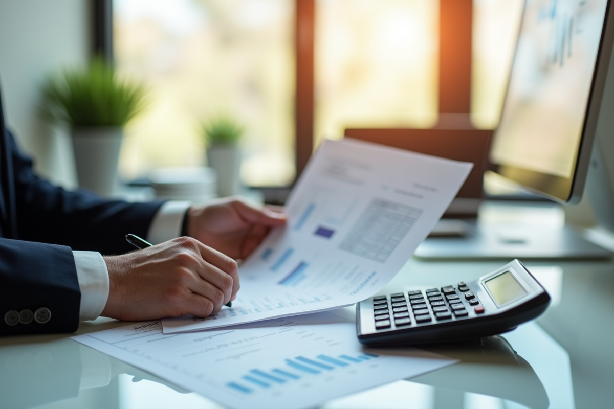 Manager d affaires confiant examinant des documents financiers