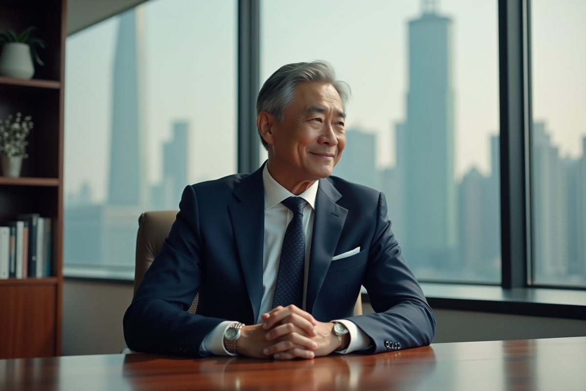 Homme d'affaires chinois en costume à Shanghai