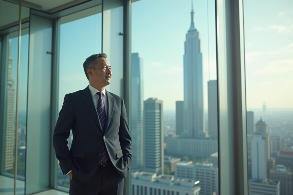 Leader d'affaires confiant dans un bureau moderne