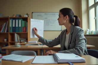 Professeure consultant un calendrier pour identifier le jour de paiement de son salaire en 2026