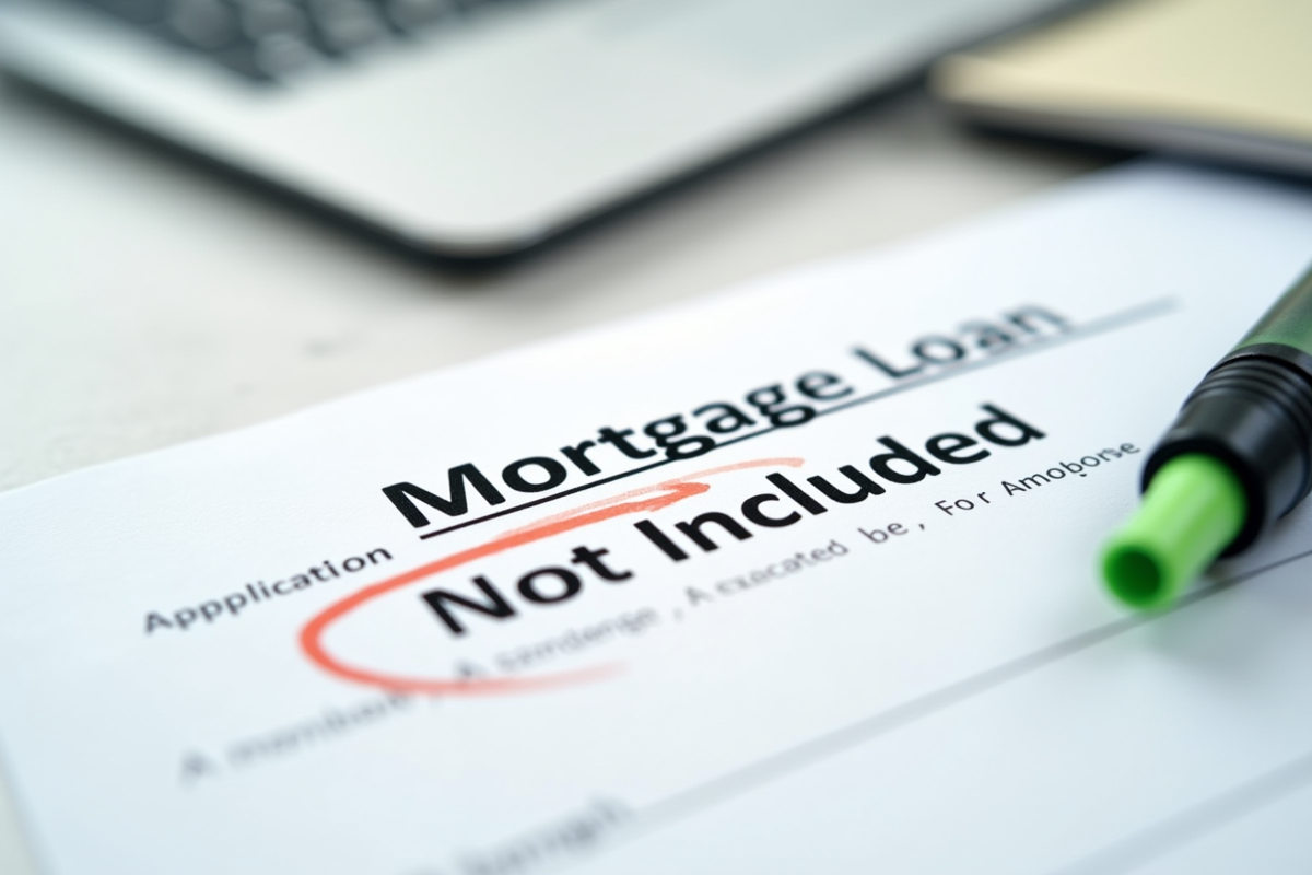 Formulaire de prêt immobilier rejeté avec surlignage