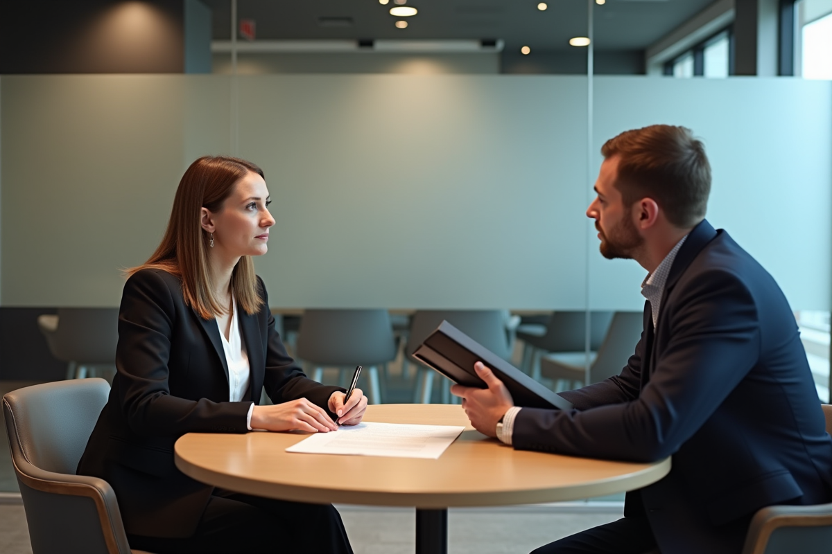 Jeune femme signant un contrat dans un espace de coworking